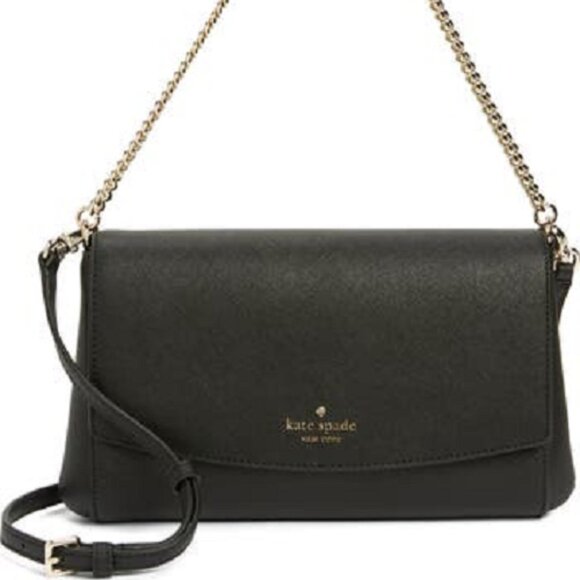 Kate Spade NWT Greer Saffiano black leather gold chain crossbody bag - Picture 2 of 13